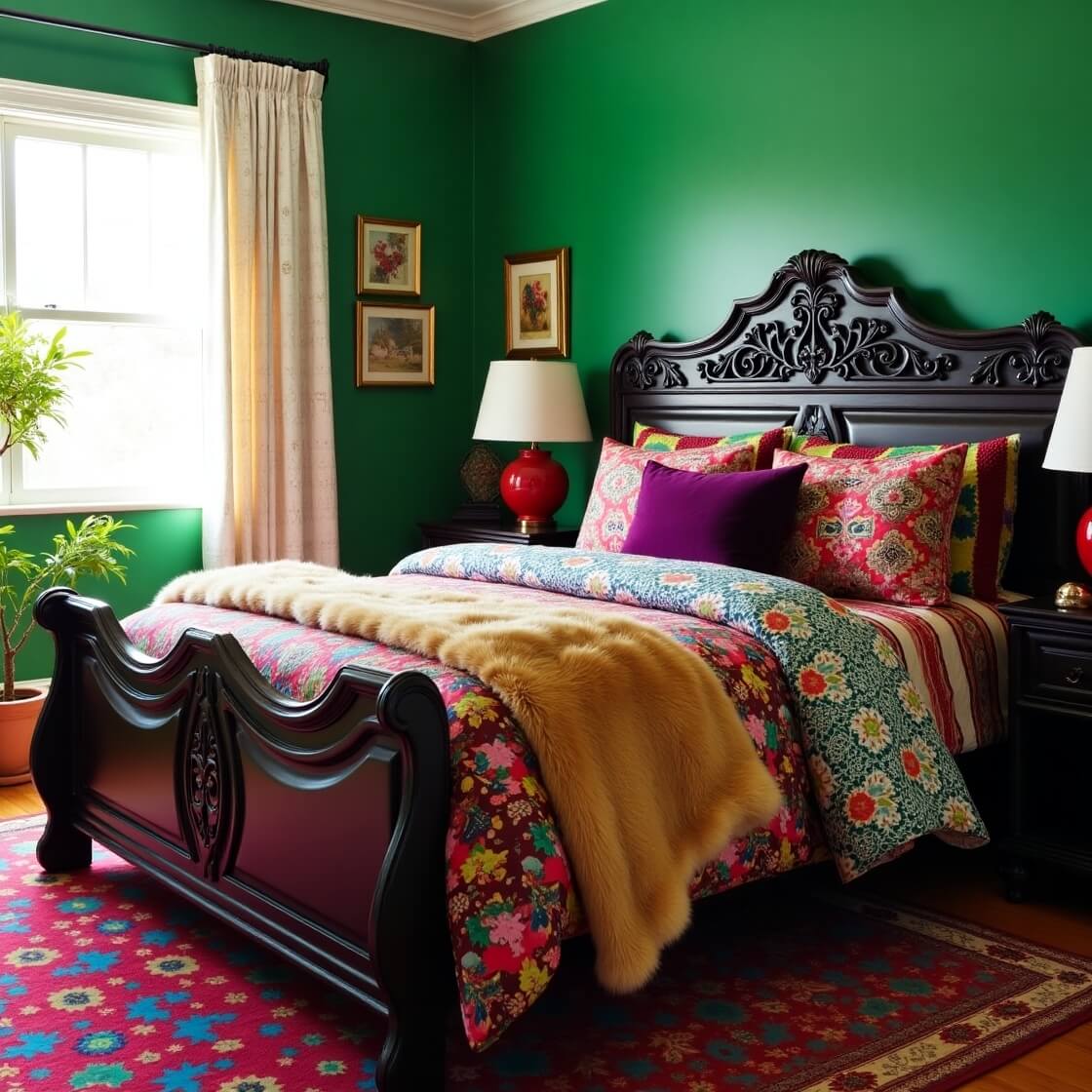 Boho Bedroom with Bold, Vibrant Colors