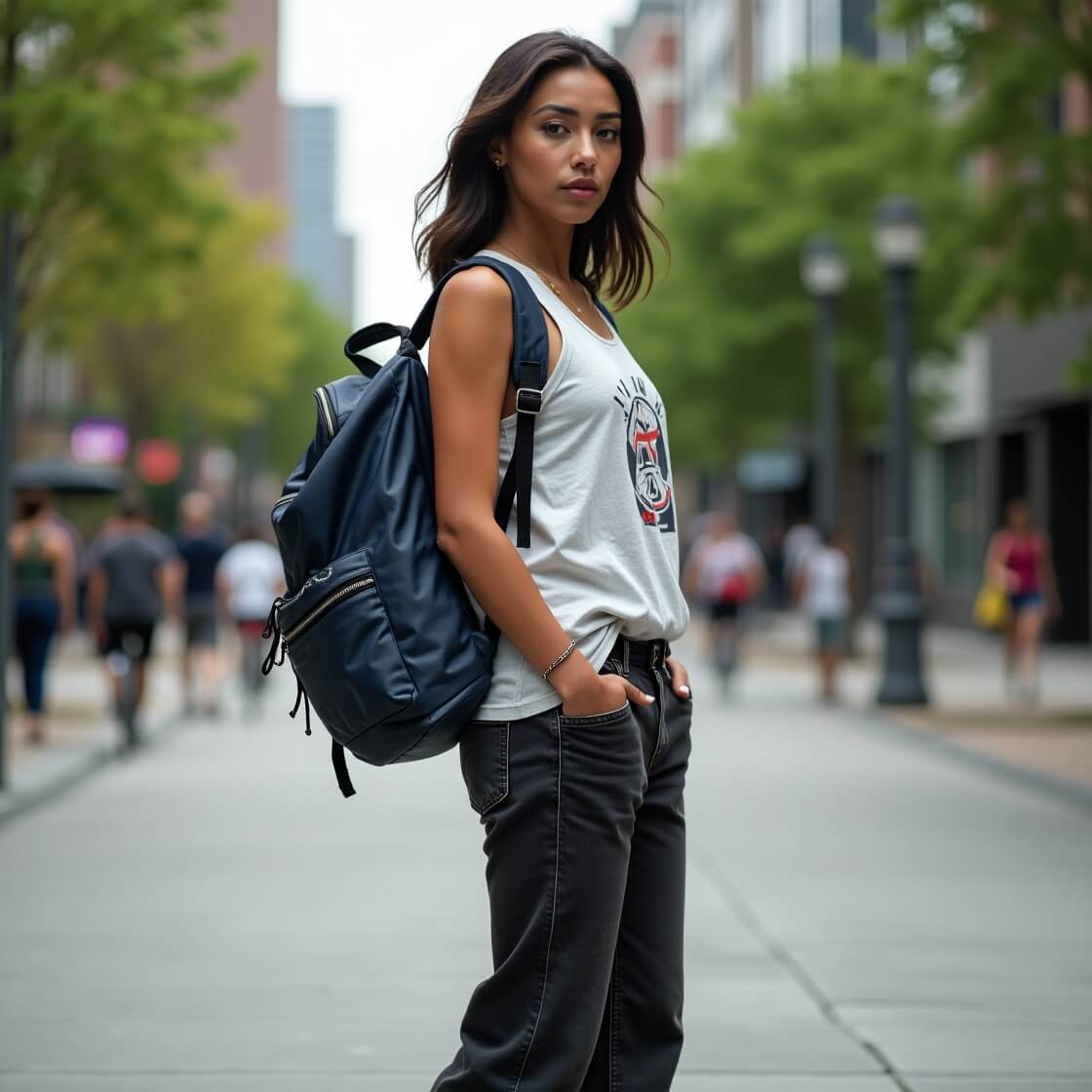 Double-Layered Tees + Baggy Black Jeans