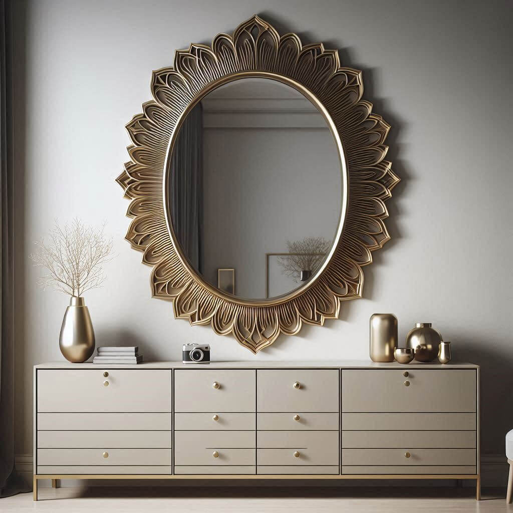 Incorporate Vertical Decor with a Statement Mirror