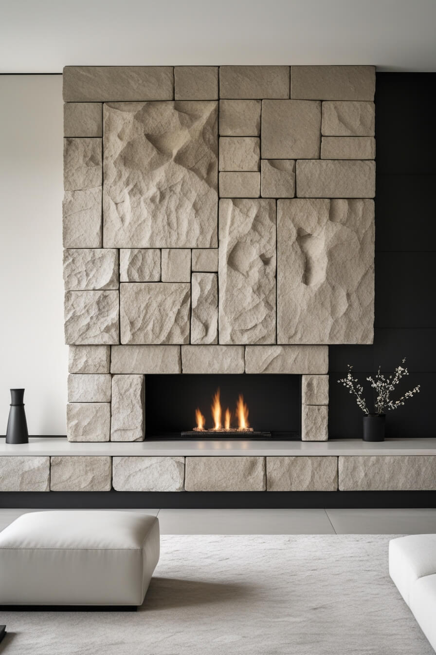 Minimalist Stone Fireplaces