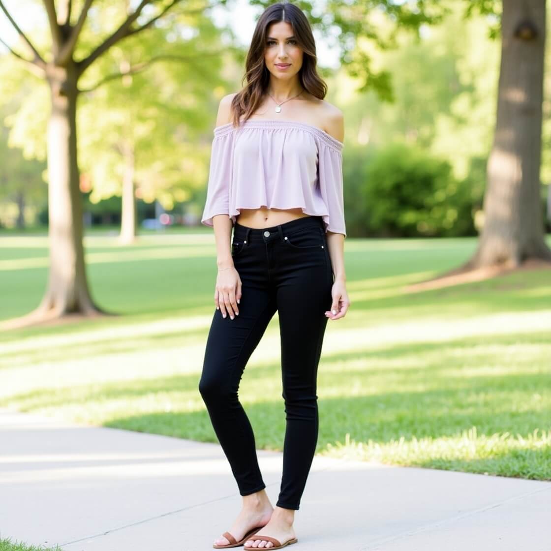 Pastel Cropped Top + Black Jeans