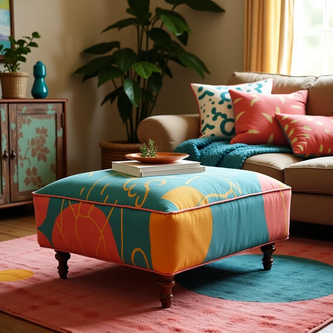 Patterned Ottoman Makeover