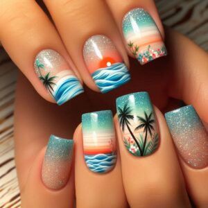 Tropical and Ocean-Inspired Nails
