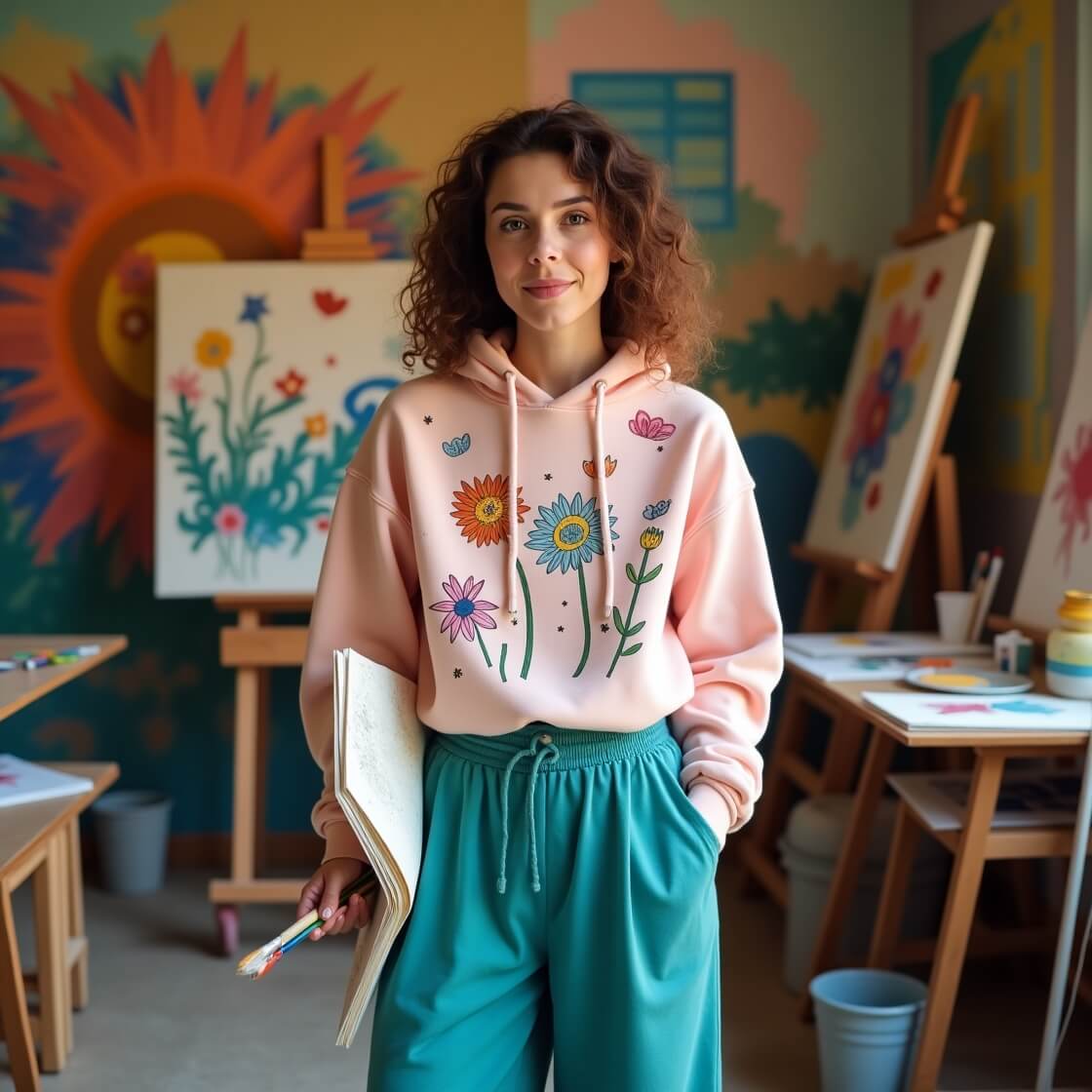 Artistic Hoodie + Wide-Leg Pants